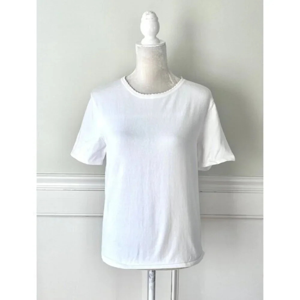 Carolyn Taylor Cotton Blend Stretch White Tee M